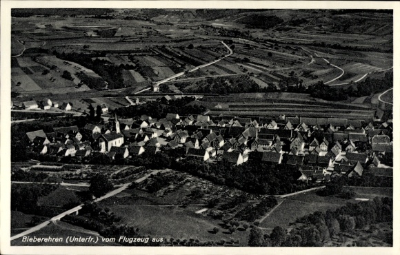 Postcard Bieberehren in Lower Franconia, aerial photograph