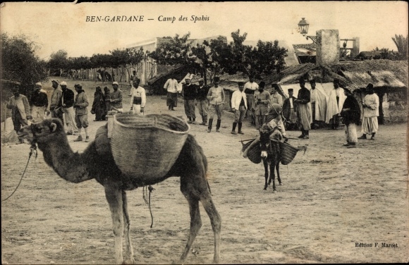 Postcard Ben Gardane Tunesien, Spahis Camp