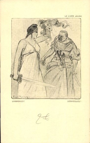 Artist Postcard Raemurkers, Louis, French Red Cross, Demasquee, Le Livre Jaune, Marianne, German