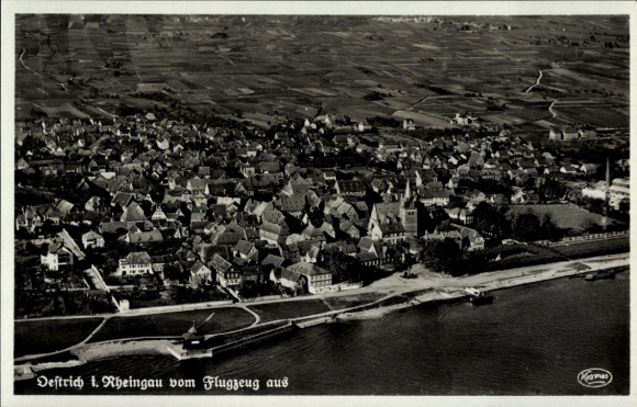 Ak Oestrich Winkel am Rhein Rheingau, Fliegeraufnahme