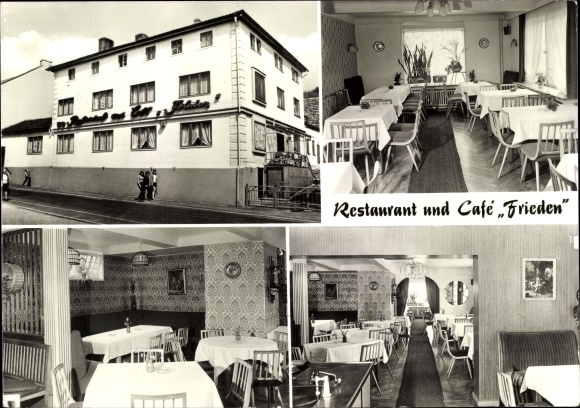 Postcard Schweina Bad Liebenstein in the Wartburg district, restaurant and café Frieden