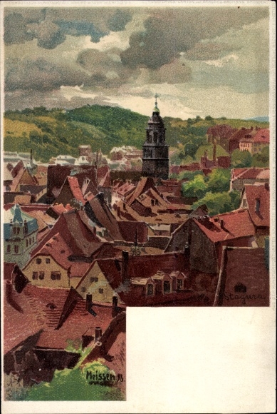 KP artysty Albert Stagura, Miśnia w Saksonii, panorama