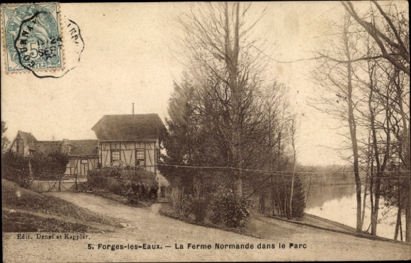 Ak Forges les Eaux Seine Maritime, De Normandische boerderij in het park