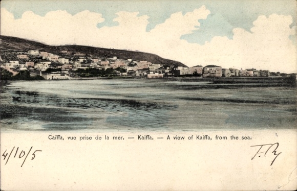 Postcard Haifa Israel, Caiffa, Kaiffa, general view from the sea