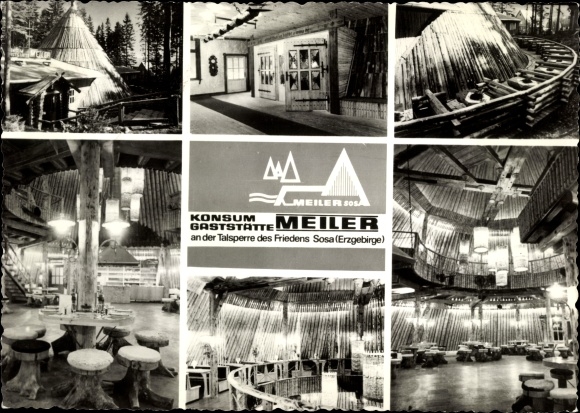 Postcard Sosa Eibenstock in the Ore Mountains, consumer restaurant Meiler