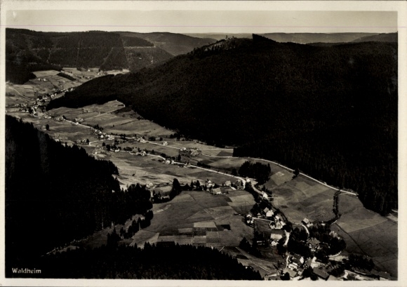 Ak Buhlbach Baiersbronn im Schwarzwald, Aussicht auf Waldheim, Landschaft, Berge, Ort mit Häusern