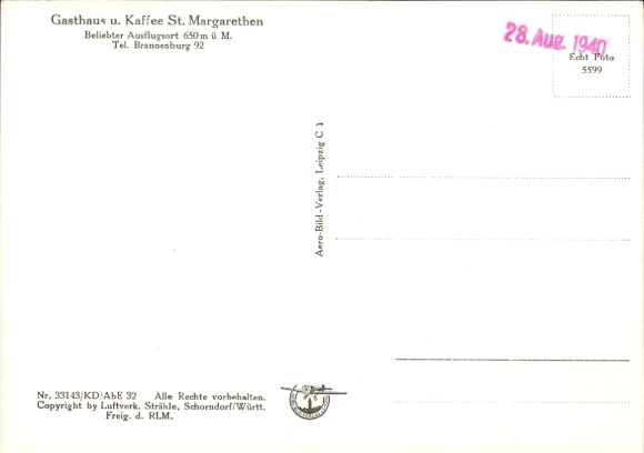 Postcard Brannenburg in Upper Bavaria, aerial photograph, Gasthaus St. Margarethen