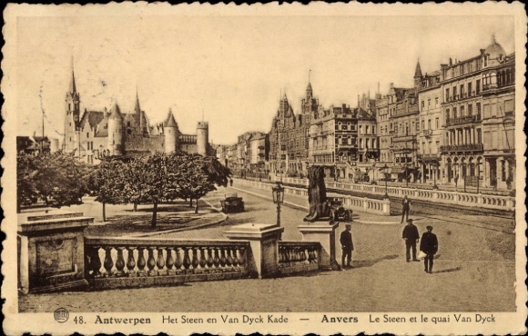 KP Antwerpia Flandria, Het Steen, Van Dyck Kade, pomnik, spacerowicze