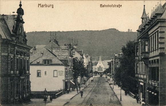 Postcard Marburg an der Lahn, Bahnhofstraße
