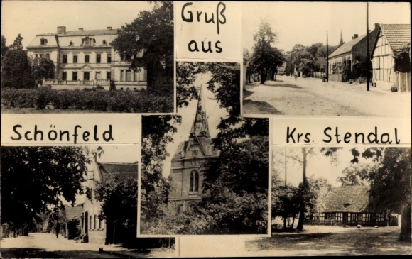 Photo Postcard Schönfeld Bismark Altmark, church, street area, houses, buildings