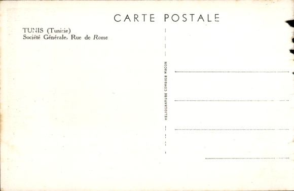 Postcard Tunis Tunisia, Société Générale, Rue de Rome, tram 100
