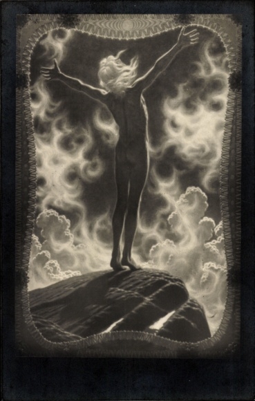 Art Nouveau artist Postcard Fidus, Prayer of Light, handprint, No. 35