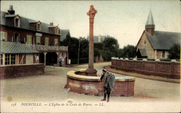 Ak Pourville Seine Maritime, L'Eglise de la Croix de Pierre