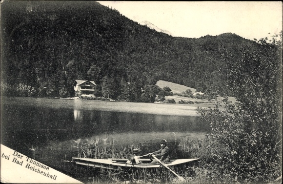 Postcard Karlstein Bad Reichenhall, Thumersee, rowing party