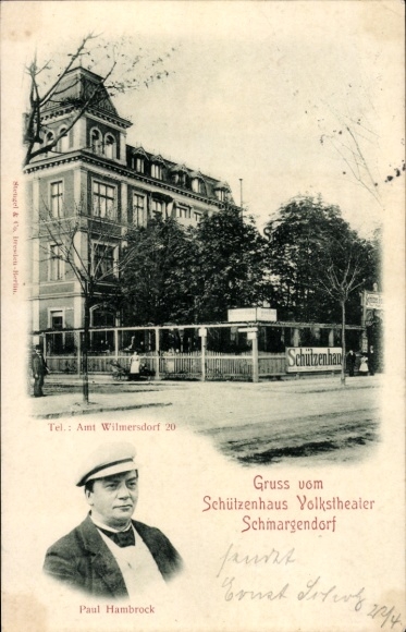 Postcard Berlin Wilmersdorf Schmargendorf, Schützenhaus Volkstheater, Paul Hambrock, portrait