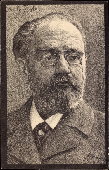Artist Postcard Orens, Writer Emile Zola, portrait