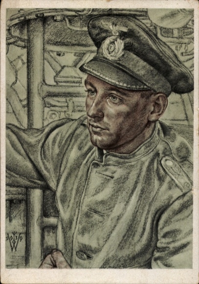Künstler Ak Willrich, Wolfgang, Kapitänleutnant Hermann Laufs, leitender Ingenieur auf U 29, VDA