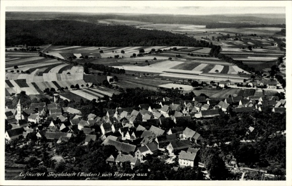 Postcard Siegelsbach in Baden, aerial photograph