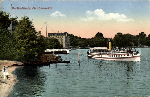 Postcard Berlin Treptow Niederschöneweide, salon steamer