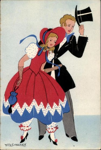 6 old Postcard series love, drawings by J. Philip Kruseman, various views
