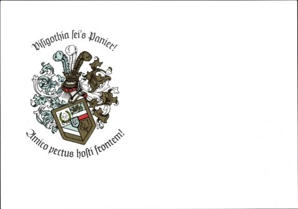 Studentika Postcard Rostock, Corps Visigothia, coat of arms
