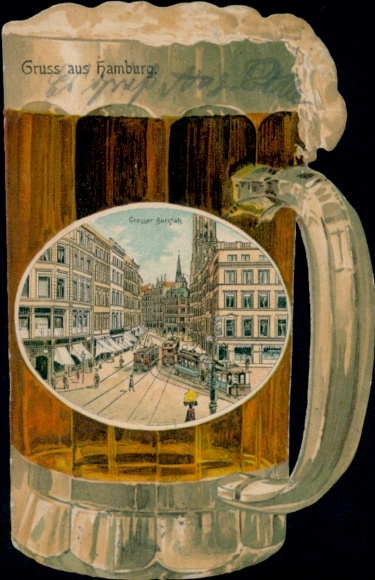 Beer mug Chromo-Litho Hamburg, Großer Burstah