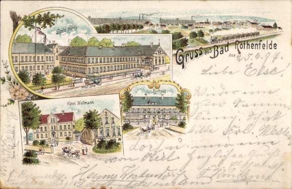 Chromo-Litho Bad Rothenfelde am Teutoburger Wald, Bade-Hotel, Kurhaus, Hotel Nollmann
