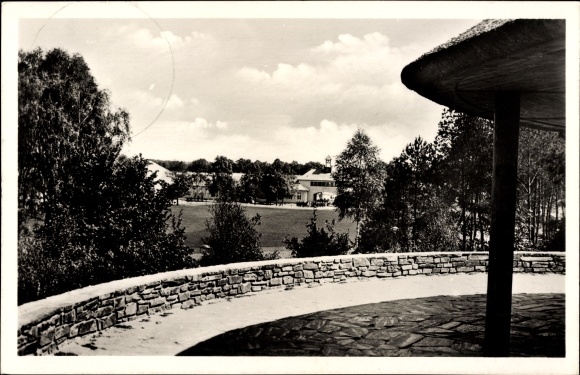Postcard Wustermark in Brandenburg, Olympic Village, view of the reception building