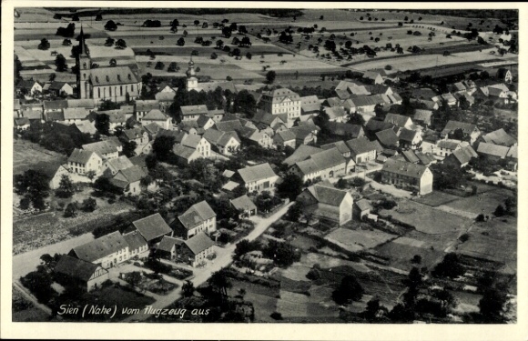 Postcard Sien an der Nahe, aerial photograph