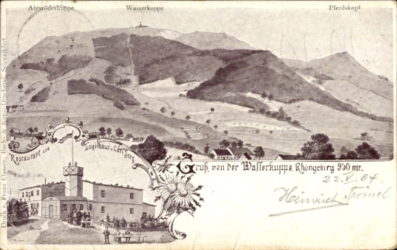 Artist Postcard Gersfeld in the Rhön Hessen, Wasserkuppe, Restaurant Carl Sorg, Panorama