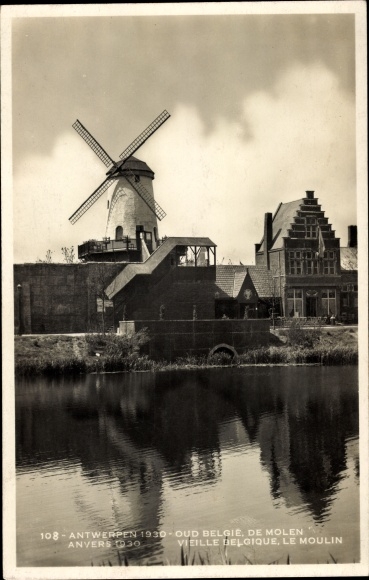 PC Antwerp Flanders, world exhibition 1930, old windmill