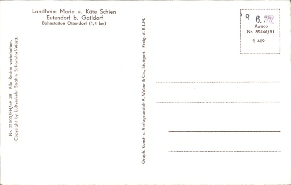 Postcard Eutendorf Gaildorf am Kocher Württemberg, aerial photograph
