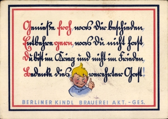 Postcard Berliner Kindl, Brewery AG, child portrait