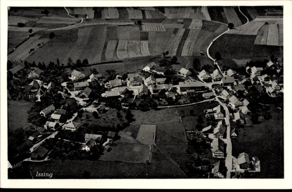 Postcard Issing Vilgertshofen in Upper Bavaria, aerial photograph