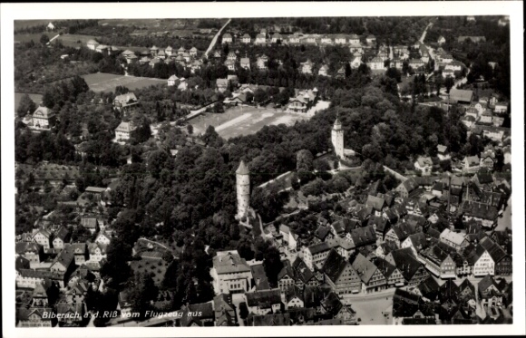 Postcard Biberach an der Riß in Upper Swabia, aerial photograph
