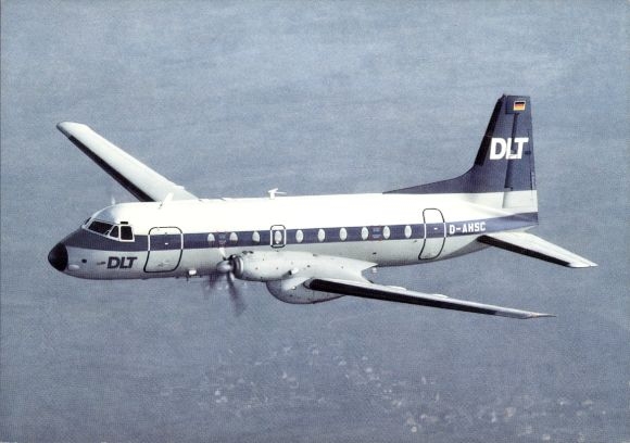 Postcard passenger aircraft HS 748, DLT, D-AHSC