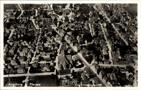 Postcard Augsburg in Swabia, aerial photograph