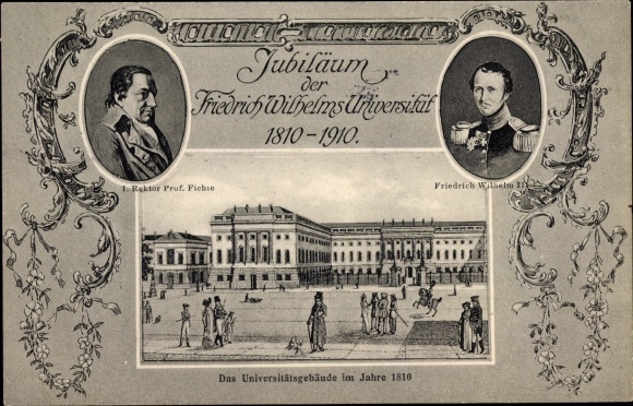 Passepartout PC Berlin, anniversary of the Friedrich Wilhelm University in 1910, Rector Fichte