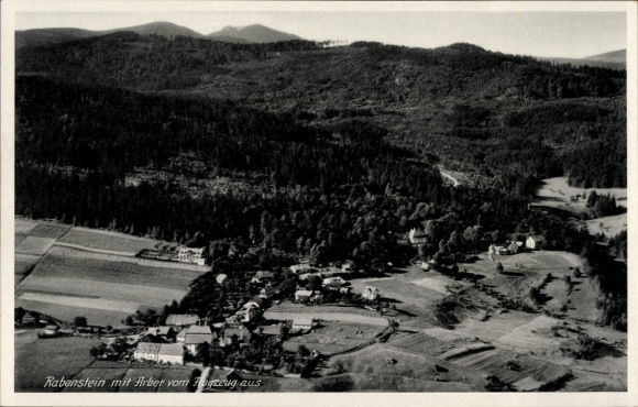 Postcard Rabenstein Zwiesel in the Bavarian Forest, aerial photograph, Arber