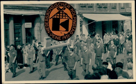 Photo Postcard Peine in Lower Saxony, Lower Saxony Kolping Day 26 August 1951, procession, vignette