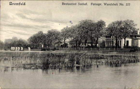 Postcard Hamburg Wandsbek Bramfeld, Restaurant Seehof