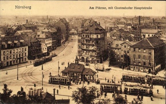 Ak Nürnberg in Mittelfranken, Am Plärrer, Gostenhofer Hauptstraße