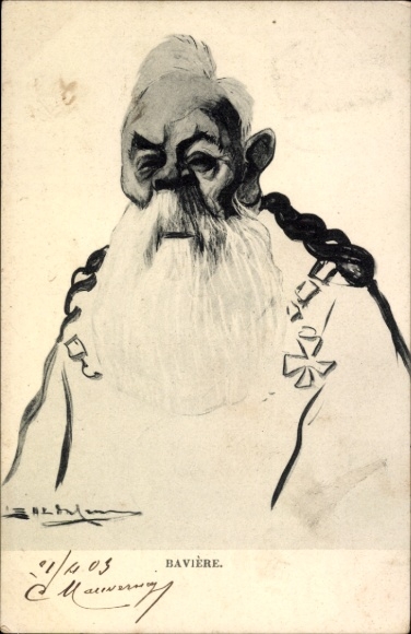 Künstler Ak Prinzregent Luitpold von Bayern, Karikatur, Portrait