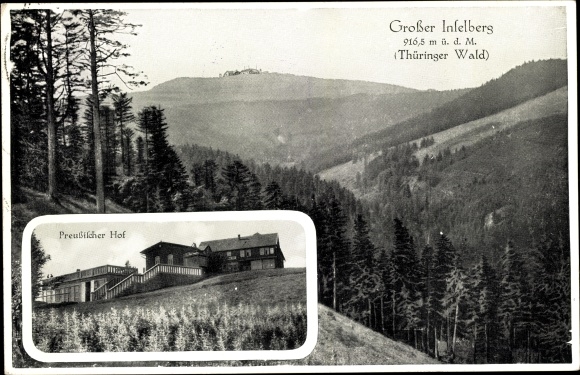 Postcard Brotterode in Thuringia, Preussischer Hof, Großer Inselberg, forest