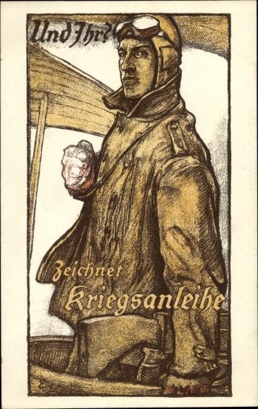 Artist Postcard Erler, And You?, Draws War Bond, Fighter Pilot