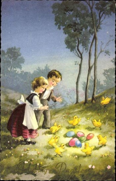 Set of 50 AK Easter chicks, lambs, religion etc.