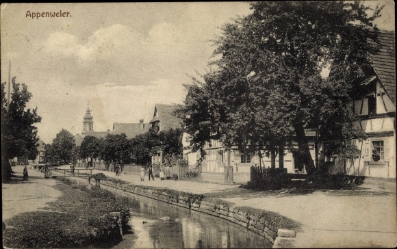 Postcard Appenweier in Baden Black Forest, street area on the canal