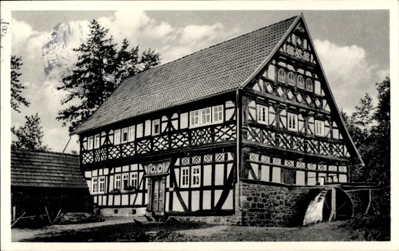 Postcard Ilbeshausen Hochwaldhausen Grebenhain Hesse, Teufelsmühle built in 1691