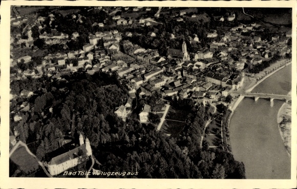 Postcard Bad Tölz in Upper Bavaria, aerial photograph