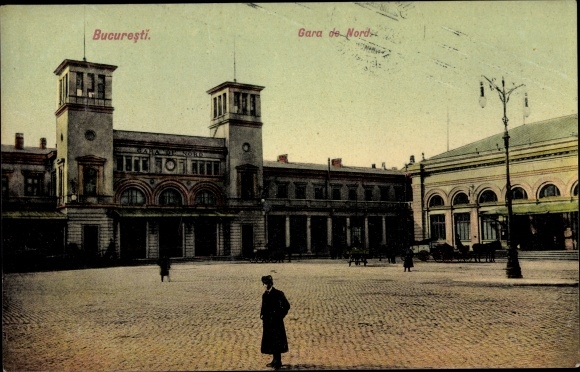 Postcard București Bukarest Rumänien, North Station